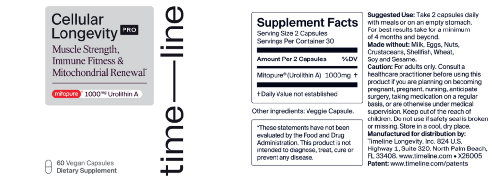 Cellular Longevity PRO, Mitopure (Urolithin A) 1000mg