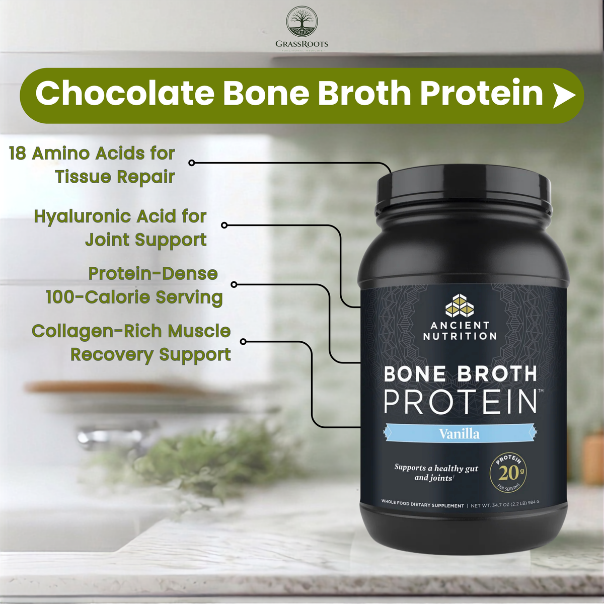 Bone Broth Protein Chocolate (40 Servings)