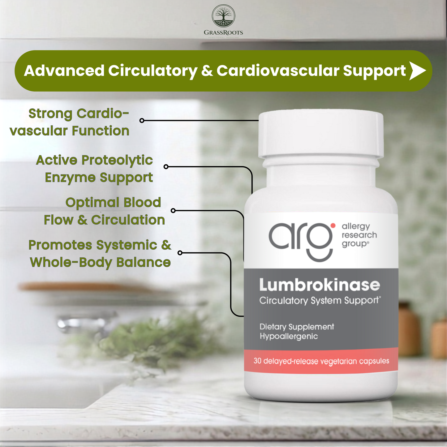 Lumbrokinase - Circulatory System Support - 30 capsules