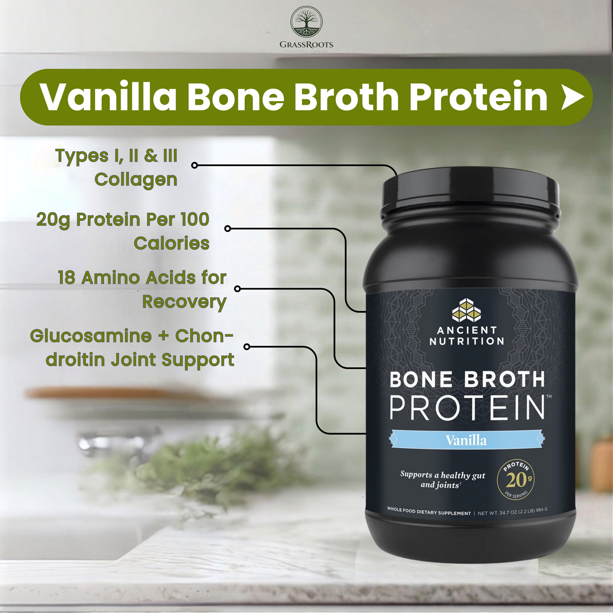 Bone Broth Protein Vanilla (40 Servings)