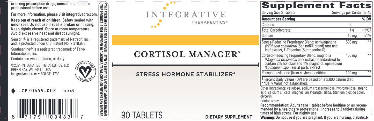 Cortisol Manager Integrative Therapeutics - GrassRoots Store